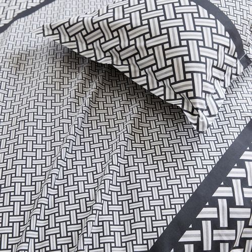 Housse De Couette 240x220 Cm Percale Coton Riviera Noir Réglisse