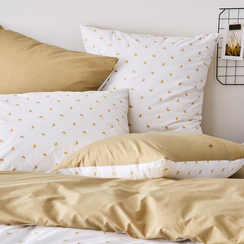 Parure De Lit 300x240 Cm 65x65 Cm Percale De Coton Alex Marron Moka 3 Pièces