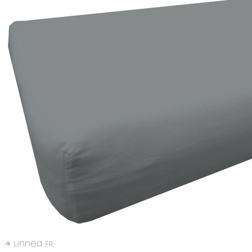 Drap Housse 90x190 Cm Polyester Microfibre Lago Gris Anthracite Bonnet 28 Cm