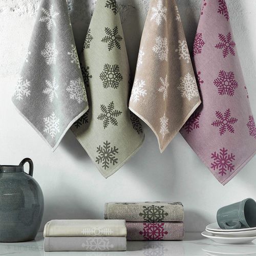 Lot De 2 Torchons De Cuisine Éponge 50x50 Cm Coton Ice Rouge