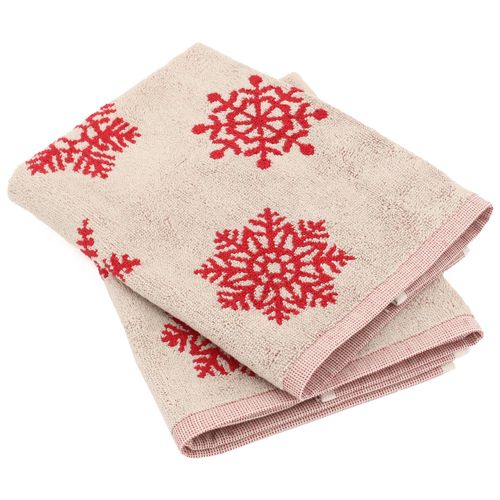 Lot De 2 Torchons De Cuisine Éponge 50x50 Cm Coton Ice Rouge