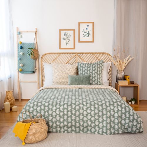 Parure De Lit 240x220 Cm Coton Bci Adouci Way Vert 3 Pièces