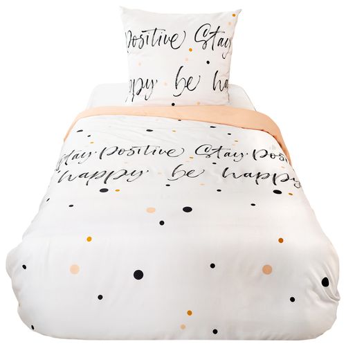 Parure De Lit 140x200 Cm Microfibre Positive Blanc 2 Pièces