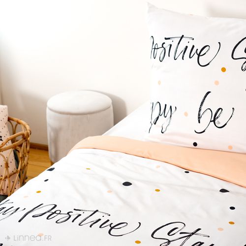 Parure De Lit 140x200 Cm Microfibre Positive Blanc 2 Pièces