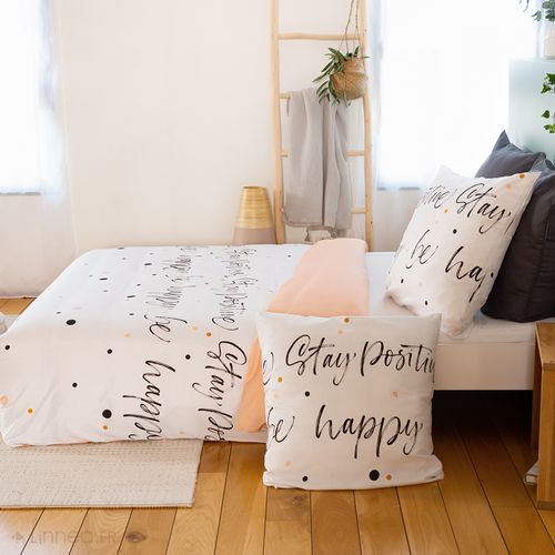 Parure De Lit 140x200 Cm Microfibre Positive Blanc 2 Pièces