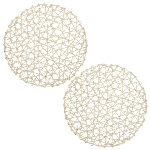 Lot De 2 Sets De Table Rond 38 Cm Ajoure Beige