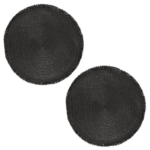 Lot De 2 Sets De Table Rond 38 Cm Circulo Noir
