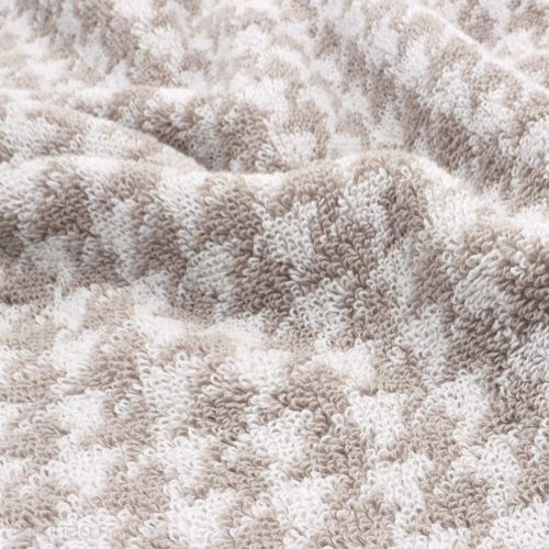 Lot De 2 Serviettes Invité 33x50 Cm Pied-de-poule Beige