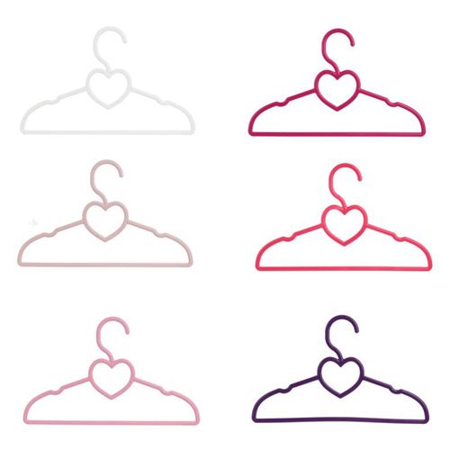 Lot De 6 Cintres Enfant Coeur Multicolores