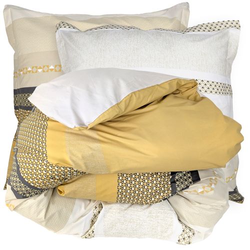 Parure De Lit 300x240 Cm 65x65 Cm Percale Coton Marlow Miel 3 Pièces