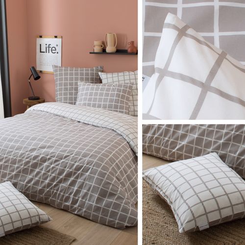 Parure De Lit 300x240 Cm Percale Coton Ddm Max Gris 3 Pièces