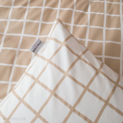 Parure De Lit 240x220 Cm Percale Coton Ddm Max Beige 3 Pièces