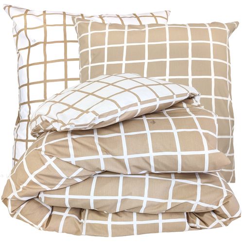 Parure De Lit 240x220 Cm Percale Coton Ddm Max Beige 3 Pièces