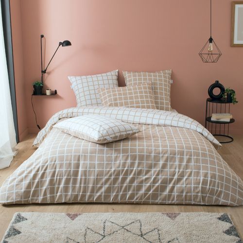 Parure De Lit 240x220 Cm Percale Coton Ddm Max Beige 3 Pièces