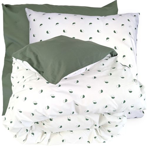 Parure De Lit 240x220 Cm 65x65 Cm Percale Coton Alex Vert Kaki 3 Pièces