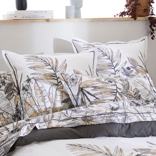 Parure De Lit 240x220 Cm Coton Sumatra Gris Fusain 3 Pièces