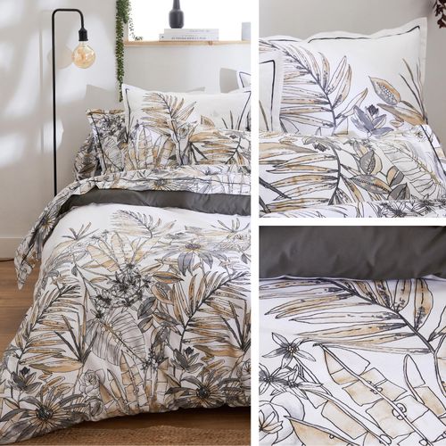 Parure De Lit 240x220 Cm Coton Sumatra Gris Fusain 3 Pièces