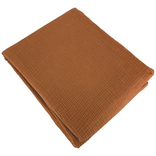 Parure De Lit 240x220 Cm Double Gaze De Coton Gazgaz Caramel 3 Pièces