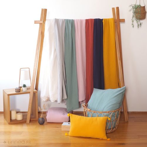 Parure De Lit 240x220 Cm Double Gaze De Coton Gazgaz Caramel 3 Pièces