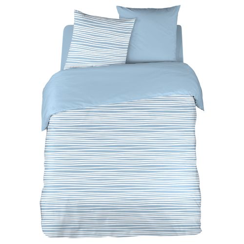 Parure De Lit 200x200 Cm 100% Polyester Microfibre Blis Bleu 3 Pièces