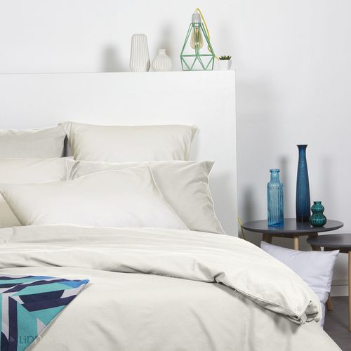 Drap Housse 140x190 Cm En 100% Polyester Microfibre Lago Écru Bonnet 23 Cm