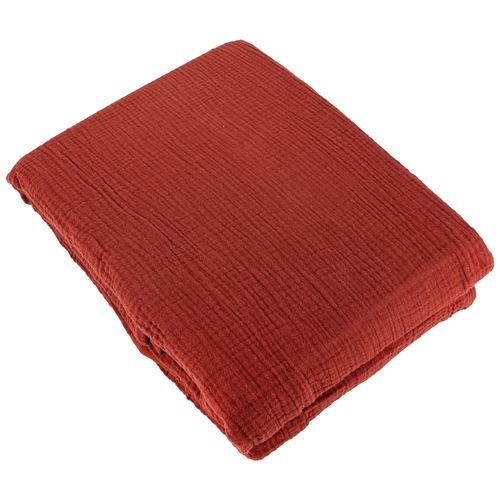 Parure 140x200 Cm Double Gaze De Coton Gazgaz Rouge Ocre 2 Pièces