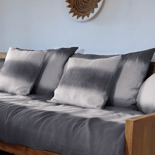 Housse De Coussin Deepali Deco 55x80 Cm Lin Et Coton Lavé Bleu Granit