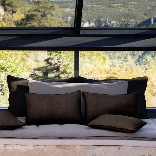 Housse De Coussin Prelude 55x110 Cm Lin Et Coton Lavé Noir Café