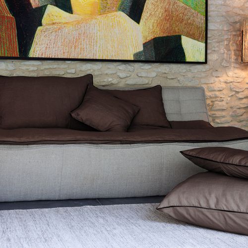 Housse De Coussin Prelude 55x110 Cm Lin Et Coton Lavé Noir Café