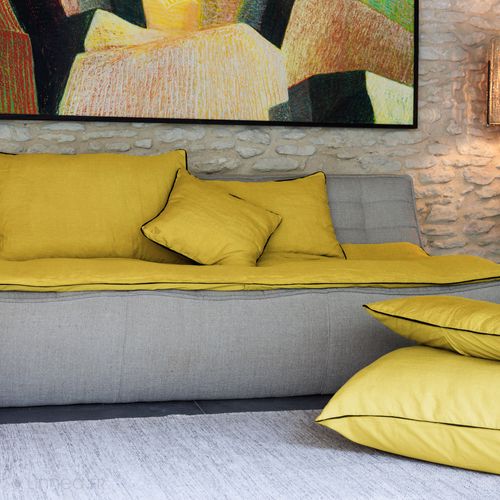 Housse De Coussin Prelude 55x110 Cm Lin Et Coton Lavé Jaune Curry