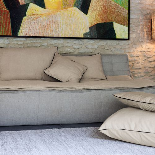 Housse De Coussin Prelude 55x110 Cm Lin Et Coton Lavé Gris Ficelle