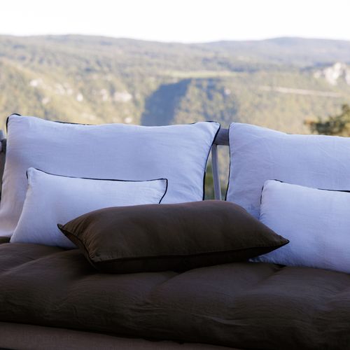 Housse De Coussin Prelude 30x50 Cm Lin Et Coton Lavé Noir Café