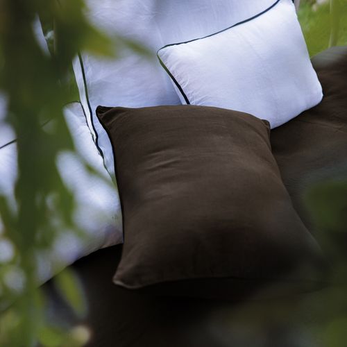 Housse De Coussin Prelude 30x50 Cm Lin Et Coton Lavé Noir Café