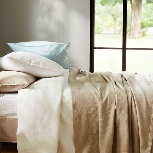 Dessus De Lit Jacquard 230x250 Cm Perigord Piqué Coton Beige Lin