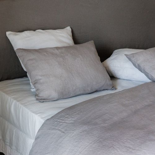 Drap Plat Uni 270x300 Cm Lin Lavé Froissé Sonate Gris Cendre
