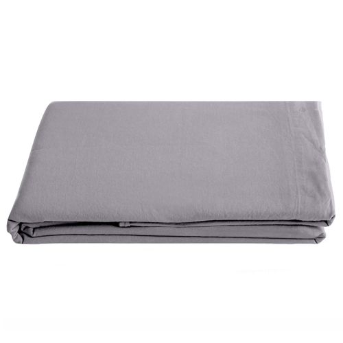 Drap Plat Uni 270x300 Cm Lin Lavé Froissé Sonate Gris Cendre