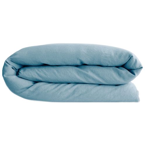 Housse De Couette 200x200 Cm Lin Lavé Sonate Bleu Topaze