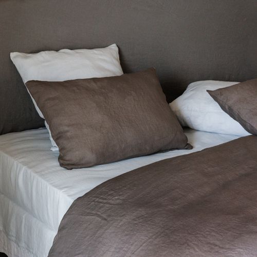 Housse De Couette 240x220 Cm Lin Lavé Sonate Noir Café