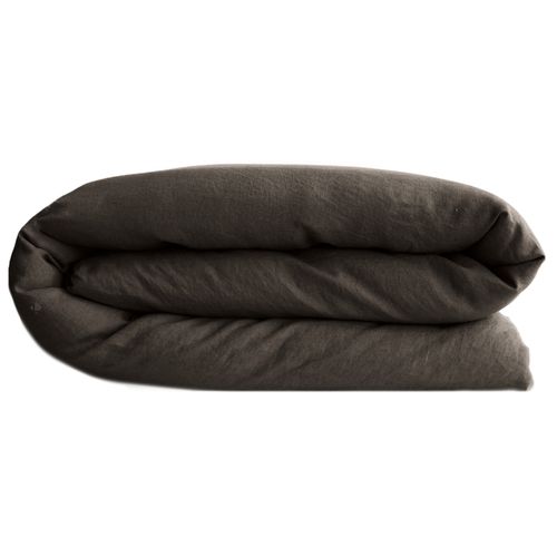 Housse De Couette 240x220 Cm Lin Lavé Sonate Noir Café