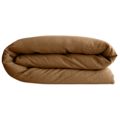 Housse De Couette 240x220 Cm Lin Lavé Sonate Marron Cognac