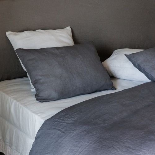 Housse De Couette 240x220 Cm Lin Lavé Sonate Gris Granit