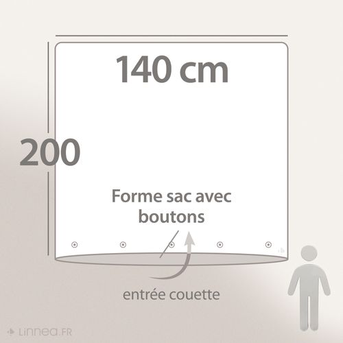 Housse De Couette 140x200 Cm Lit Simple Lin Lavé Sonate Gris Cendre