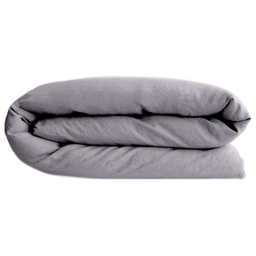 Housse De Couette 140x200 Cm Lit Simple Lin Lavé Sonate Gris Cendre