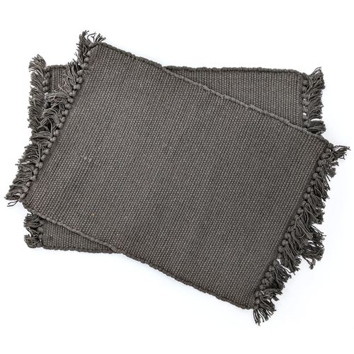 Lot De 2 Sets De Table En Coton à Franges 33x46 Cm Papeete Noir Café