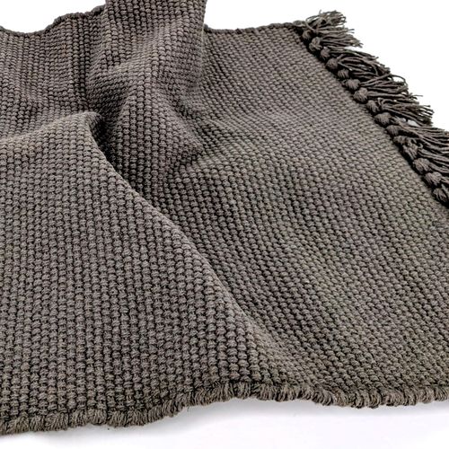 Lot De 2 Sets De Table En Coton à Franges 33x46 Cm Papeete Noir Café