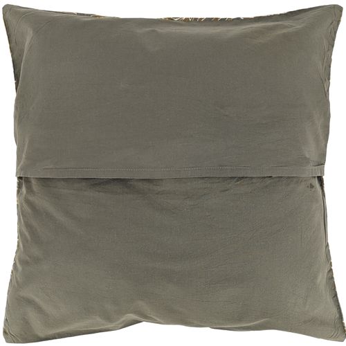Housse De Coussin 45x45 Cm Lin Lavé Motif Végétal Palawan Vert Kaki