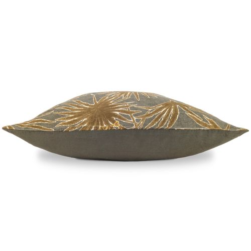 Housse De Coussin 45x45 Cm Lin Lavé Motif Végétal Palawan Vert Kaki