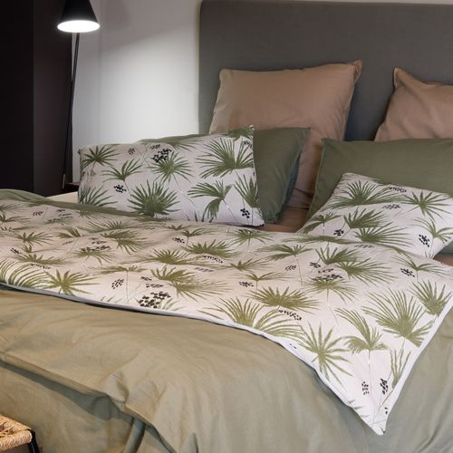 Housse De Coussin 45x45 Cm Lin Lavé Motif Végétal Palawan Terracotta