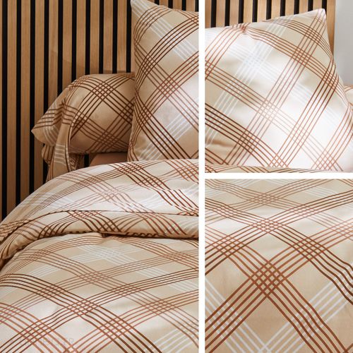 Parure De Lit 240x220 Cm 100% Flanelle De Coton Arthur Beige 3 Pièces