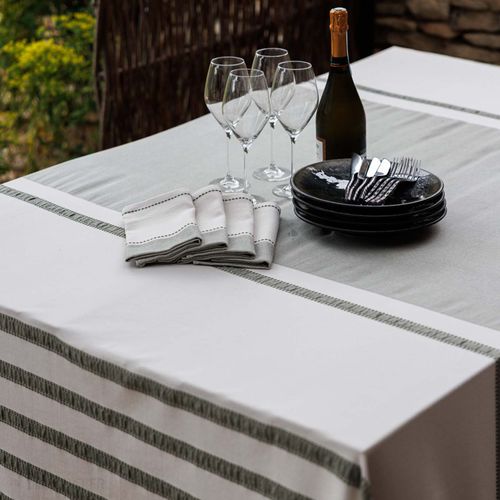 Nappe Rectangulaire En Polycoton 160x250 Cm Askel Vert Sauge
